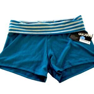 Katrina Activewear Teal Knit Booty Dance Shorts Foldover Top Band